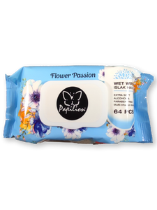 Papilion 64-pack våtservetter flower blå 1*24