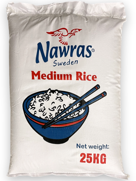 Nawras 25 kg lösvikt rund ris medium 1*25
